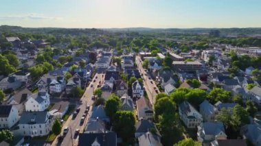 Brighton tarihi konutları Boston, Massachusetts MA, ABD 'de hava manzaralı. 