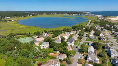 Martı Sahili hava görüntüsü yazın West Yarmouth, Cape Cod, Massachusetts MA, ABD. 