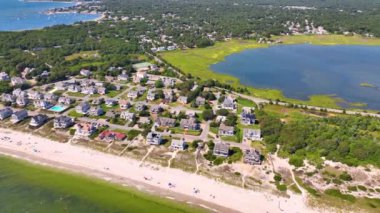 Martı Sahili hava görüntüsü yazın West Yarmouth, Cape Cod, Massachusetts MA, ABD. 