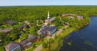 Gordon Koleji havadan görüntüsü, kampüste, Wenham kasabası, Massachusetts MA, ABD. 