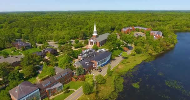 Vista Aérea Del Gordon College Incluyendo Coy Pond Christian College — Vídeo de stock
