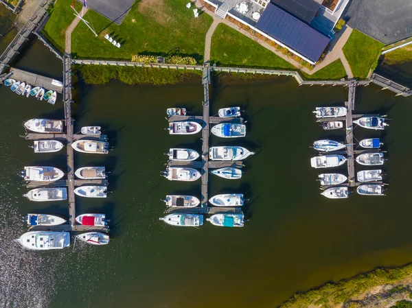 Vista Aérea West Dennis Yacht Club Desembocadura Del Río Bass —  Fotos de Stock