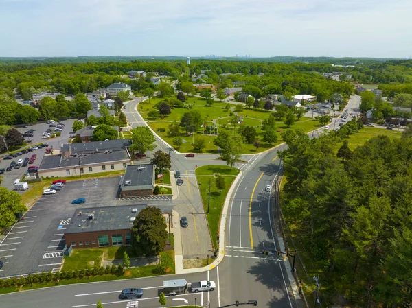 Burlington Historic Town Center Aerial View Including Town Common Town — Foto de Stock