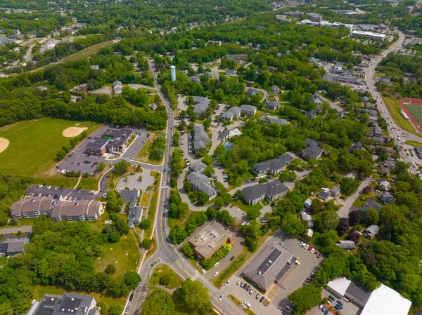 Aerial view of Burlington residential area near town center in summer, Burlington, Massachusetts MA, USA.