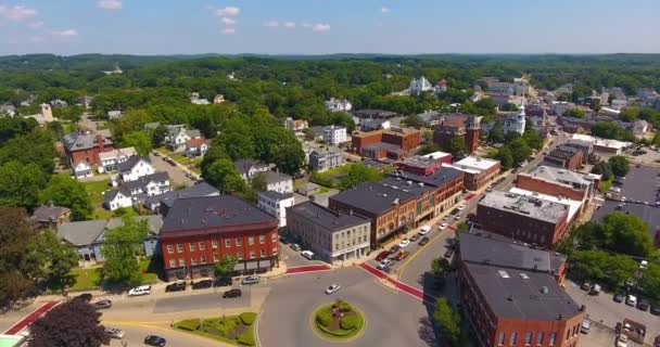 Hudson Historical Commercial District Air View Main Street Including Town — стокове відео