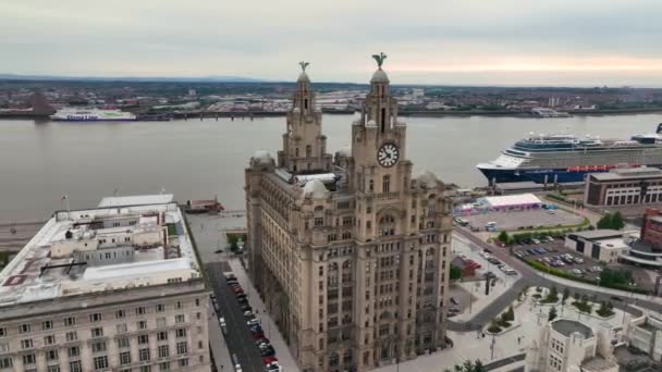 Royal Liver Building Foi Construído 1911 Pier Head Liverpool Merseyside — Vídeo de Stock