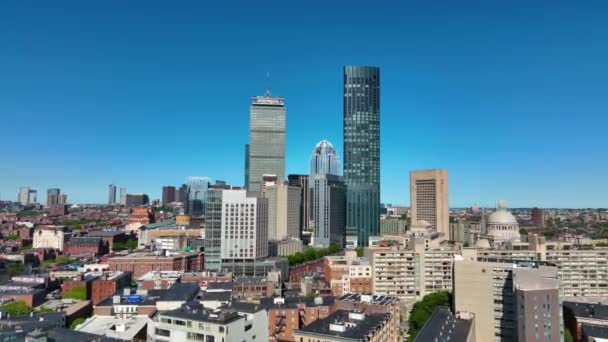 Boston Back Bay Modern Şehir Silueti John Hancock Tower Prudential — Stok video