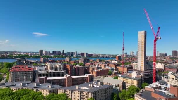 Boston Back Bay Skyline Cidade Moderna Incluindo John Hancock Tower — Vídeo de Stock