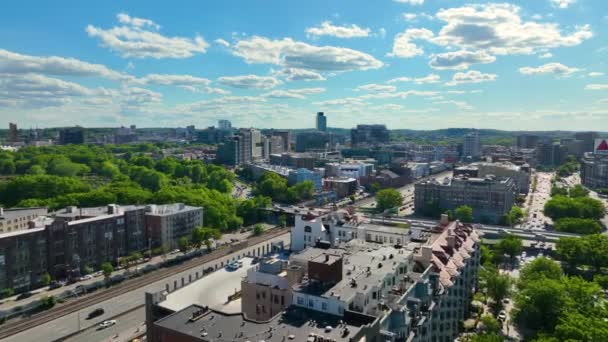 Fenway Park Boston Massachusetts Abd Deki Kenmore Ilçesinde Otoyoldaki Fenway — Stok video