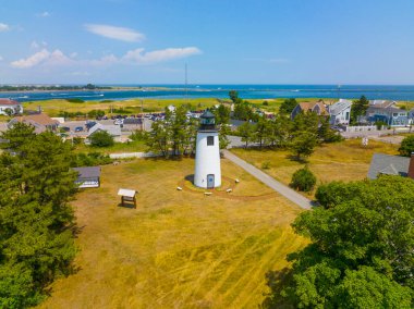 Plum Island Lighthouse aka Newburyport Harbor Lighthouse was built in 1788 at the northern point of Plum Island at the mouth of Merrimack River to Atlantic Ocean, Newburyport, Massachusetts MA, USA.  clipart