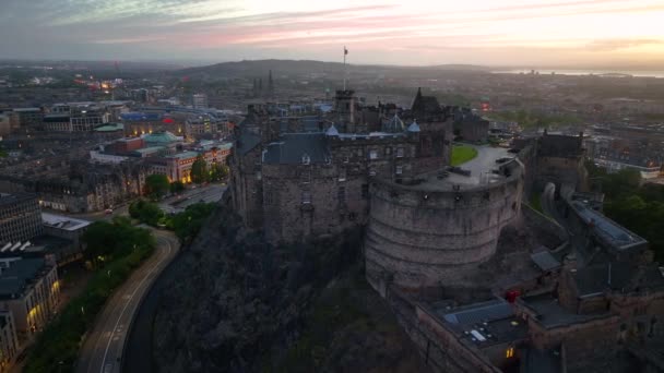 Edinburgh Castle Sunset Castle Historic Castle Stands Castle Rock Old — Vídeo de stock