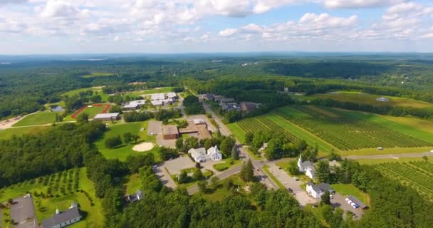 Londonderry Historic Town Center Aerial View Route 128 Pillsbury Road — Stock Video