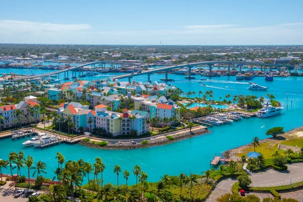 Widok Lotu Ptaka Port Nassau Harbour Centrum Nassau Tle Paradise — Zdjęcie stockowe