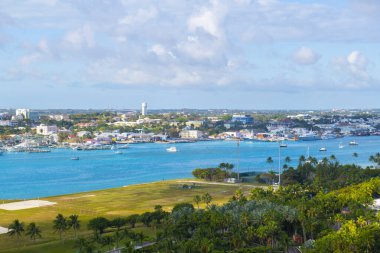 Nassau historic downtown and Nassau Port, Nassau, New Providence Island, Bahamas.