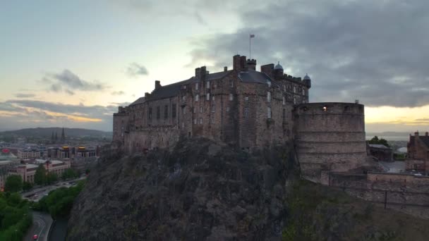 Edinburgh Castle Ist Ein Historisches Schloss Steht Auf Castle Rock — Stockvideo