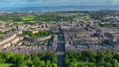 New Town aerial view on Howe Street at George Street and Saint Stephen's Theatre in New Town in Edinburgh, Scotland, UK. New Town Edinburgh is a UNESCO World Heritage Site since 1995. 