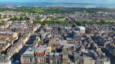 New Town aerial view on Howe Street at George Street and Saint Stephen's Theatre in New Town in Edinburgh, Scotland, UK. New Town Edinburgh is a UNESCO World Heritage Site since 1995. 