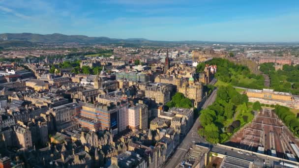 Giles Katedrali Edinburgh Şatosu Skoçya Ngiltere Dahil Olmak Üzere Waverley — Stok video