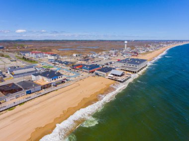 Salisbury Sahili hava manzarası Broadway ve Boardwalk 'u da kapsıyor. Salisbury, Massachusetts MA, ABD. 