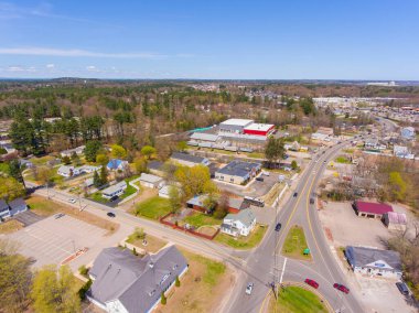 Seabrook historic center aerial view at Main Street and Lafayette Road in town of Seabrook, New Hampshire NH, USA.  