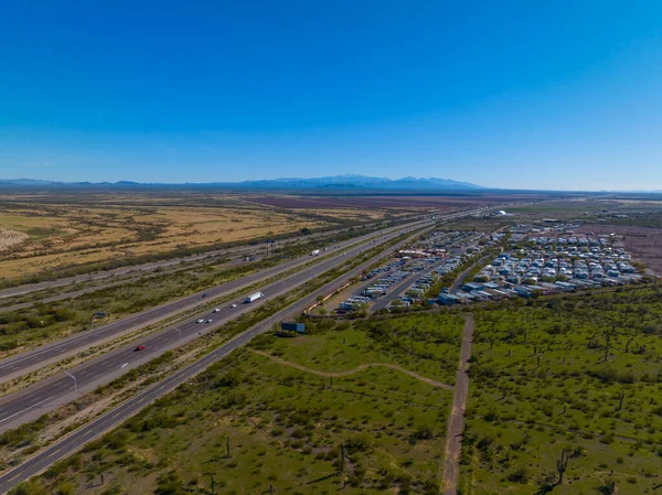 Διαπολιτειακός Αυτοκινητόδρομος Εναέρια Άποψη Από Picacho Peak State Park Στην — Φωτογραφία Αρχείου