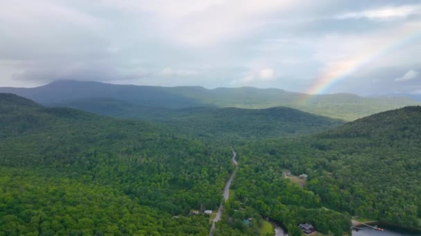 Aerial View Rainbow Stinson Lake White Mountain National Forest Summer — Stok video