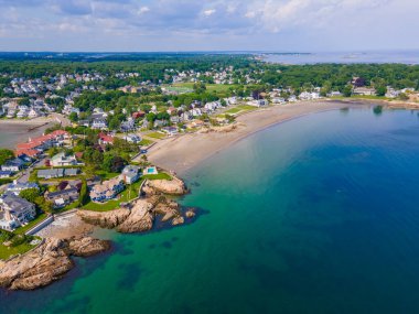 ABD 'nin Massachusetts MA, Swampscott kasabasındaki Eisman' s Beach de dahil olmak üzere Swampscott sahil manzarası.. 