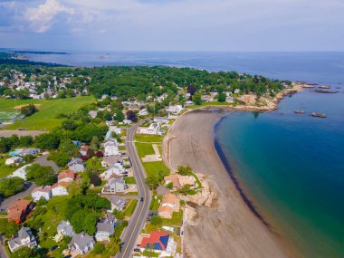 ABD 'nin Massachusetts MA, Swampscott kasabasındaki Eisman' s Beach de dahil olmak üzere Swampscott sahil manzarası.. 