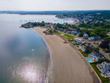 ABD 'nin Massachusetts MA, Swampscott kasabasındaki Eisman' s Beach de dahil olmak üzere Swampscott sahil manzarası.. 