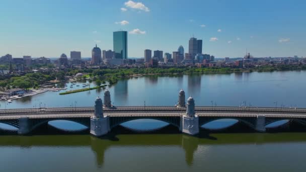 Boston Modern Şehir Silueti Financial District Back Bay Cambridge Kendall — Stok video