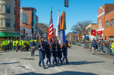 ABD Hava Kuvvetleri Onur Yürüyüşü Boston, Massachusetts MA, ABD 'de Aziz Patrick Günü Geçidi' nde.