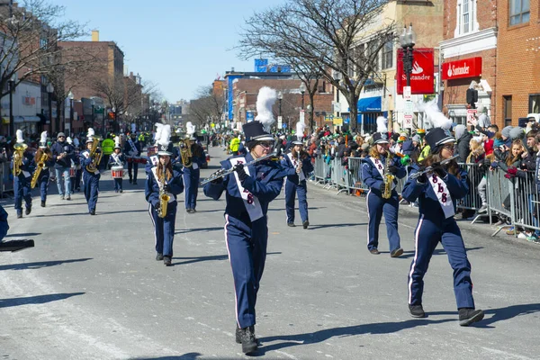 Les Seigneuries Marching Band 2018 Saint Patrick Day Parade Boston — Stock fotografie