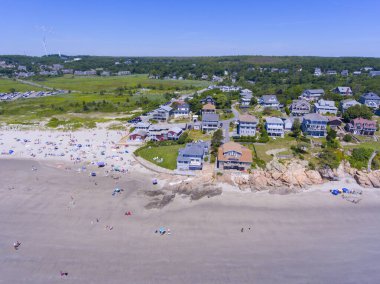 Yazın Gloucester, Cape Ann, Massachusetts MA, ABD 'de Good Harbor Beach hava manzarası.