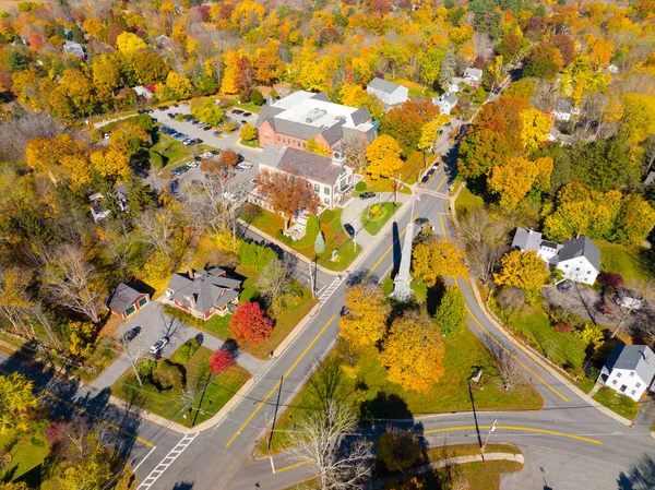 Acton Town Green Aerial View Fall Historic Town Center Acton — Stock Photo, Image