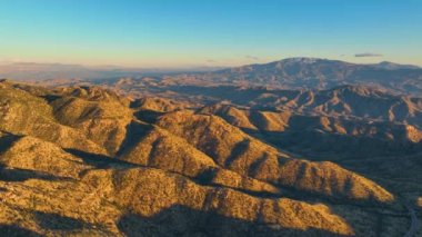 Mount Lemmon aerial view at sunset from Thimble Peak Vista in Pima County near Tucson, Arizona AZ, USA. 