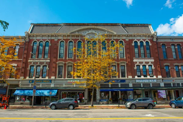 Edificios Comerciales Históricos Main Street Natick Common Centro Histórico Ciudad —  Fotos de Stock