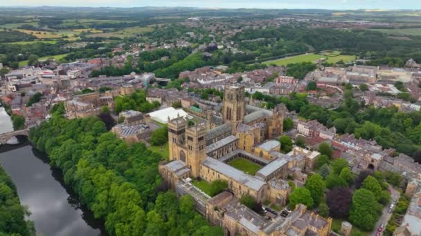 Durham Cathedral Cathedral Historic City Center Durham England Durham Castle — стоковое видео