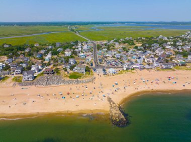Newbury Sahili hava görüntüsü yazın Newbury, Massachusetts MA, ABD 'deki Plum Adası' nda.. 