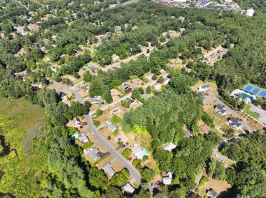 Aerial view of Chelmsford historic residence area in summer in town of Chelmsford, Massachusetts MA, USA. 