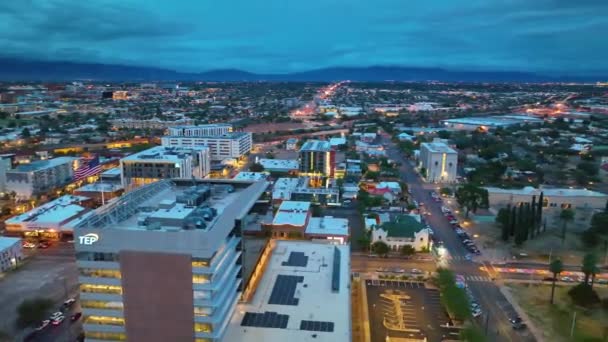 Tucson Modern City Aerial View Sunset Broadway Blvd Stone Avenue — ストック動画