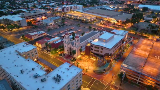 Augustine Cathedral Aerial View Sunset 192 Stone Avenue Downtown Tucson — 图库视频影像