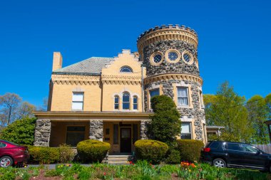 Waltham Highlands, Massachusetts MA, ABD 'deki 211 Hammond Caddesi' ndeki tarihi konut binası.. 