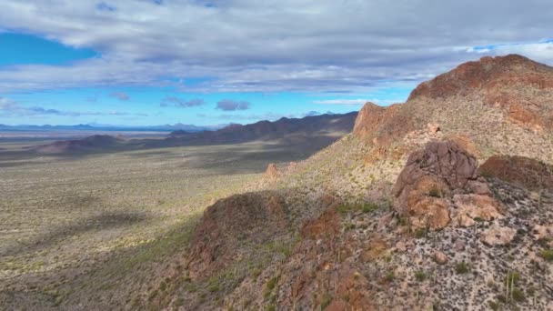 Tucson Mountains Luftudsigt Med Sonoran Desert Landskab Fra Gates Pass – Stock-video