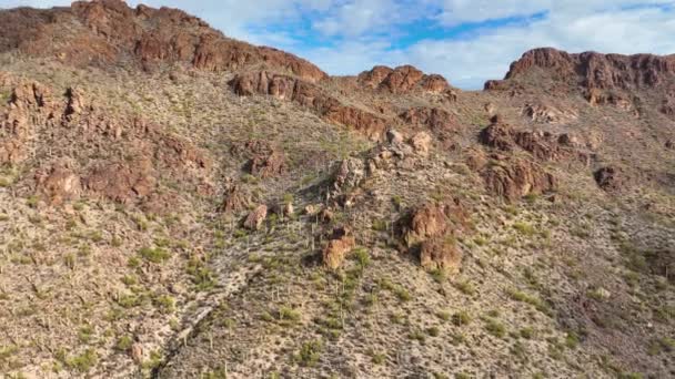 Tucson Mountains Vista Aérea Com Paisagem Deserto Sonoran Passo Gates — Vídeo de Stock