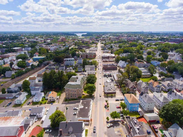 Central Falls Tarihi Şehir Merkezi Hava Manzarası Board Caddesi Ndeki — Stok fotoğraf