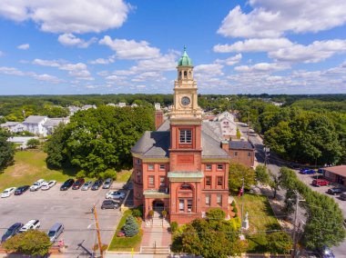 Cumberland Belediye Binası 'nın havadan görüntüsü 45 Broad Caddesi' nde tarihi Cumberland, Rhode Island RI, ABD. 