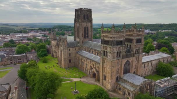 Durham Cathedral Cathedral Historic City Center Durham England Durham Castle — стоковое видео