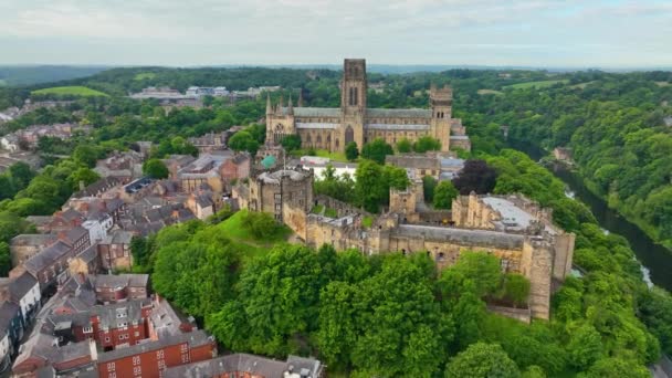 Durham Castle Och Cathedral Den Historiska Stadskärnan Durham England Storbritannien — Stockvideo