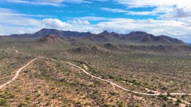 Wasson Tepesi, Arizona AZ, ABD 'nin Tucson kentindeki Saguaro Ulusal Parkı' ndaki Tucson Dağı Bölgesi 'nde Sonoran Çölü manzaralı hava manzarası.. 