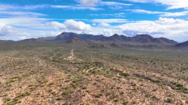 Wasson Tepesi, Arizona AZ, ABD 'nin Tucson kentindeki Saguaro Ulusal Parkı' ndaki Tucson Dağı Bölgesi 'nde Sonoran Çölü manzaralı hava manzarası.. 